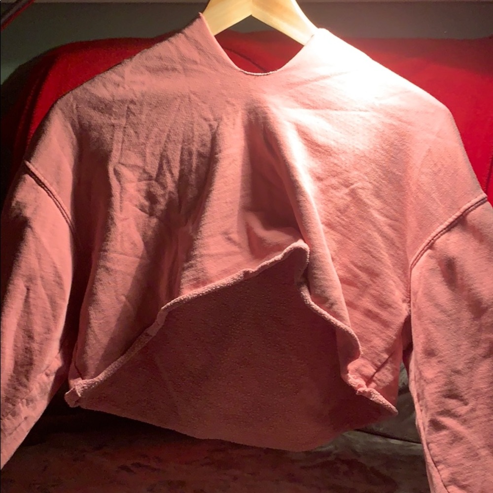 Pink hoodie crop top